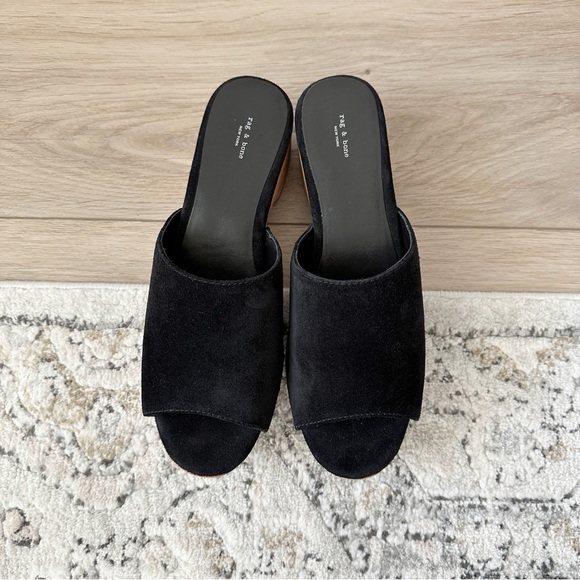 NEW Rag & Bone Mara Studded Clog Slides in Black Suede sz 39 - Picture 3 of 10